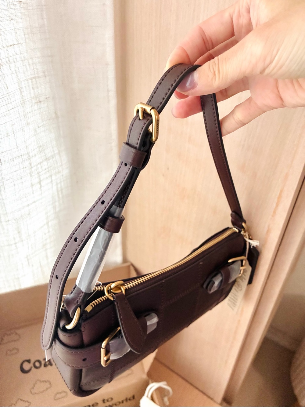 NWT🍁Coach Coachtopia Alter/Ego Side Buckle Shoulder Bag Maple CFM97 Patchwork - Picture 7 of 9